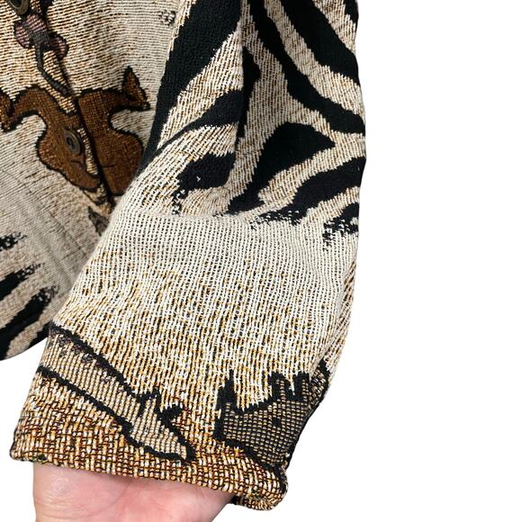 Vintage Sugar Street Weavers Safari Animal Print Button Up Sweater Jacket Medium - Picture 6 of 10